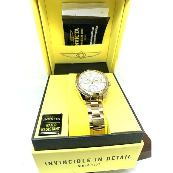 Invicta Women's Watch Bolt 31996 Quartz Mother of Pearl Gold Steel 35mm Case - Picture 3 of 14